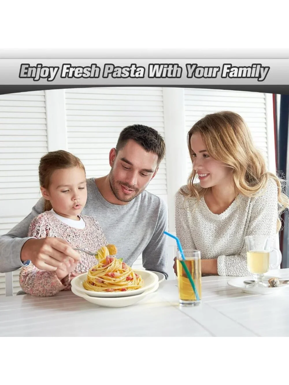 3-in-1 Pasta Maker with 9 Thickness Settings, Stainless Steel, Easy Clean, for